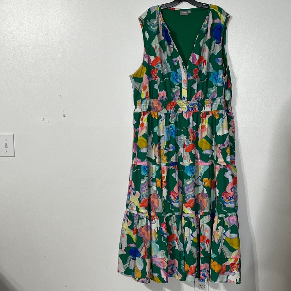 Eshakti Washed Floral Print Crepe Tiered Dress